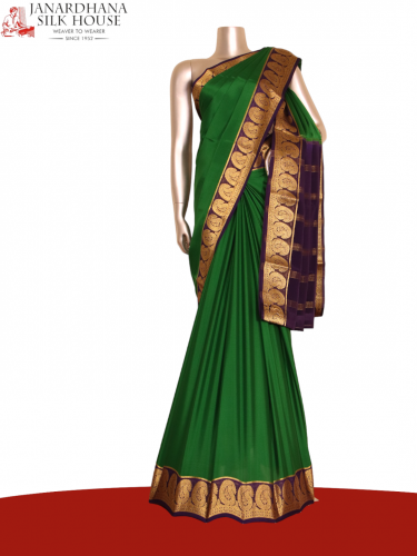 Traditional Contrast Pure Mysore Crepe Silk Saree